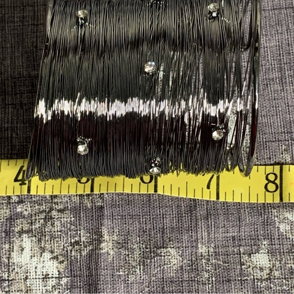 Brand New Metal Strands Crystal Cuff Bracelet - Picture 5 of 10